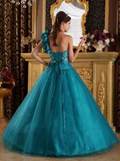 Sea Green Quinceanera Dress With One Shoulder Skirt