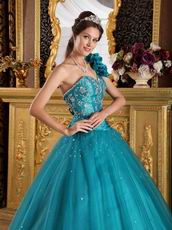 Sea Green Quinceanera Dress With One Shoulder Skirt