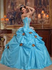 New Arrival 2014 Strapless Sky Blue Girls Quinceanera Gowns