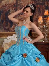 New Arrival 2014 Strapless Sky Blue Girls Quinceanera Gowns