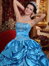 Embroidered Puffy Floor Length Skirt Azure Quinceanera Dress