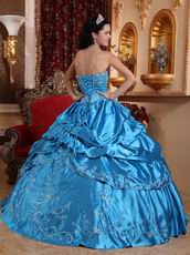 Embroidered Puffy Floor Length Skirt Azure Quinceanera Dress