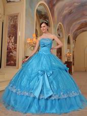 Sequins Fabric Azure Quinceanera Party Dress With Bowknot