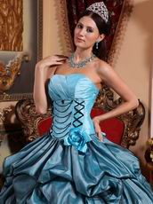 Light Sky Blue Quinceanera Dress With Hand Made Flower