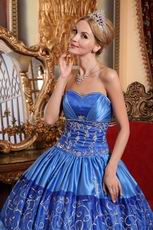 Royal Blue Embroidery Quinceanera Dress To Girl