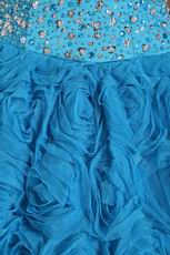 Fabric With Rolled Flowers Quinceanera Dress In Dodger Blue