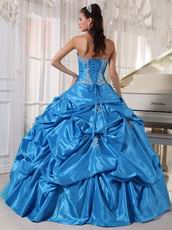 Appliqued Dodger Blue Strapless Quinceanera Birthday Dress