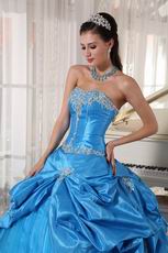 Appliqued Dodger Blue Strapless Quinceanera Birthday Dress