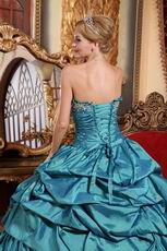Teal Blue Cascade Layers Puffy Skirt Evening Ball Dresses