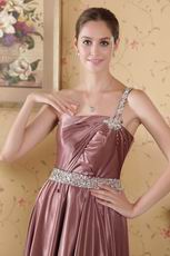 Not Expensive One Shoulder Brown Dress Ready To Prom Party Wear