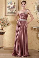 Not Expensive One Shoulder Brown Dress Ready To Prom Party Wear