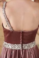 Not Expensive One Shoulder Brown Dress Ready To Prom Party Wear