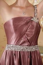 Not Expensive One Shoulder Brown Dress Ready To Prom Party Wear