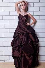 Wonderful Spaghetti Straps Ruched Bubble Brown Prom Dress