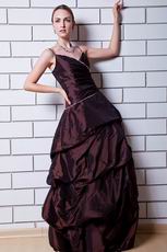 Wonderful Spaghetti Straps Ruched Bubble Brown Prom Dress