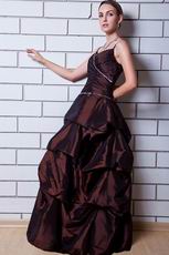 Wonderful Spaghetti Straps Ruched Bubble Brown Prom Dress