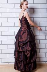 Wonderful Spaghetti Straps Ruched Bubble Brown Prom Dress