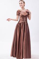 Unique Scoop Short Sleeves Brown Evening Dress For Cheap