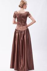 Unique Scoop Short Sleeves Brown Evening Dress For Cheap
