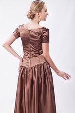 Unique Scoop Short Sleeves Brown Evening Dress For Cheap