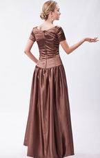 Unique Scoop Short Sleeves Brown Evening Dress For Cheap