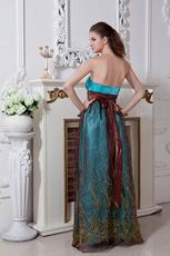 Strapless Beaded Brown Belt Embroidery Evening Dress