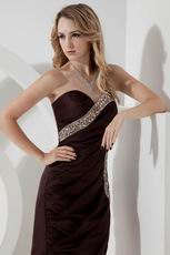 Crystal Column Brown La Femme Short Evening Dress