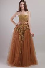 Best Designer Brown Evening Dress With Applique Decorate