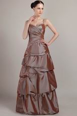 Brown Taffeta Spaghetti Strap Floor-length Prom Dress Online