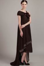 High Low Asymmetrical Mother Of The Bride Dress In Brown