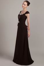 Brown Chiffon Mother Of The Bride Dress With Applique