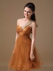 Ocher One Shoulder Neckline Sweet 16 Girl Dress