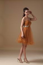 Ocher One Shoulder Neckline Sweet 16 Girl Dress