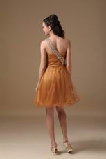 Ocher One Shoulder Neckline Sweet 16 Girl Dress