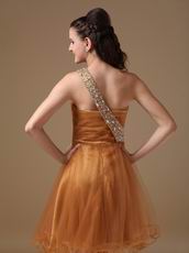 Ocher One Shoulder Neckline Sweet 16 Girl Dress