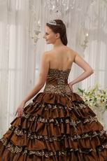 Leopard And Brown Interphase Layers Adult Ceremony Dress