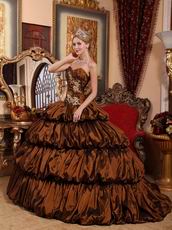 Popular Bubble Saddle Brown Winter Wear Quinceanera Dress