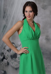 Spring Green Halter Knee-length Bridesmaid Dress Cheap lovely