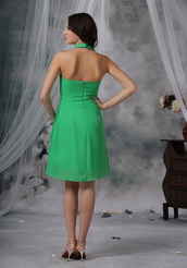 Spring Green Halter Knee-length Bridesmaid Dress Cheap lovely