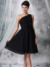 Black One Shoulder Girl Bridesmaid Dress With Flowers lovely