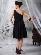 Black One Shoulder Girl Bridesmaid Dress With Flowers lovely