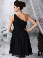 Black One Shoulder Girl Bridesmaid Dress With Flowers lovely