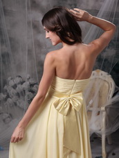 Strapless Knee-length Light Yellow Chiffon Bridesmaid Dress lovely