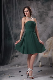 Strapless Knee-length Green Chiffon Bridesmaid Dress 2014 lovely