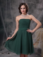 Strapless Knee-length Green Chiffon Bridesmaid Dress 2014 lovely