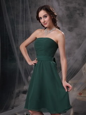 Strapless Knee-length Green Chiffon Bridesmaid Dress 2014 lovely