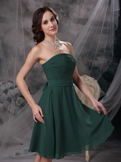 Strapless Knee-length Green Chiffon Bridesmaid Dress 2014 lovely