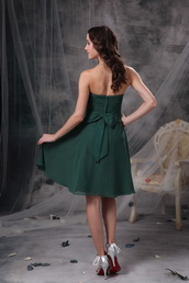 Strapless Knee-length Green Chiffon Bridesmaid Dress 2014 lovely