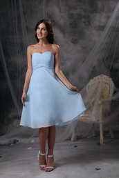 Sweetheart Baby Blue Knee-length Bridesmaid Dress lovely