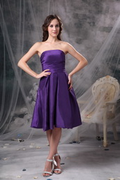 Eggplant Purple Strapless Knee-length Bridesmaid Dress lovely